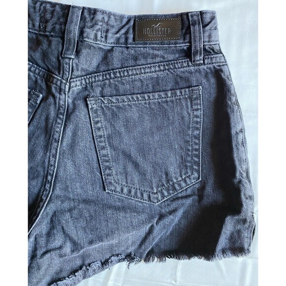 Hollister Shorts Women's 5 27w Black Stretch Distress Cutoff Denim‎ High Rise - Picture 8 of 11